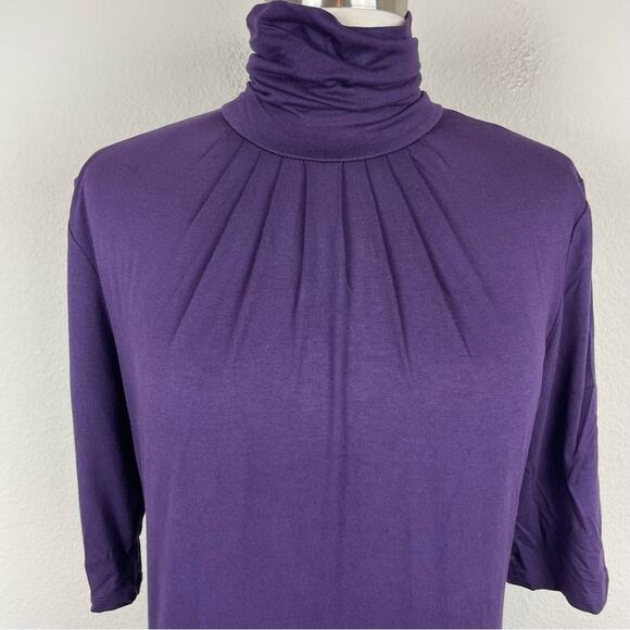 Banana Republic Purple Short Sleeve Knit Turtleneck Top Small - Picture 2 of 7
